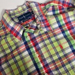Ralph Lauren Classic Fit Button Down Shirt Men XL Plaid Long Sleeve Pony Logo